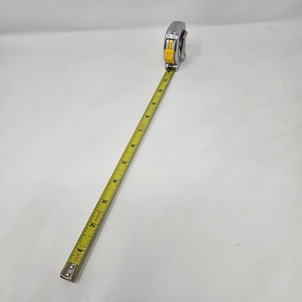 Stanley PowerLock 12ft Tape Measure Chrome 33-212 Yellow Blade Belt Clip
